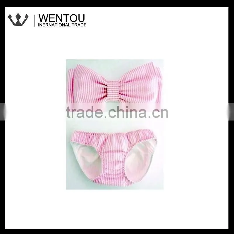 Monogrammed Seersucker Bow Bandeau