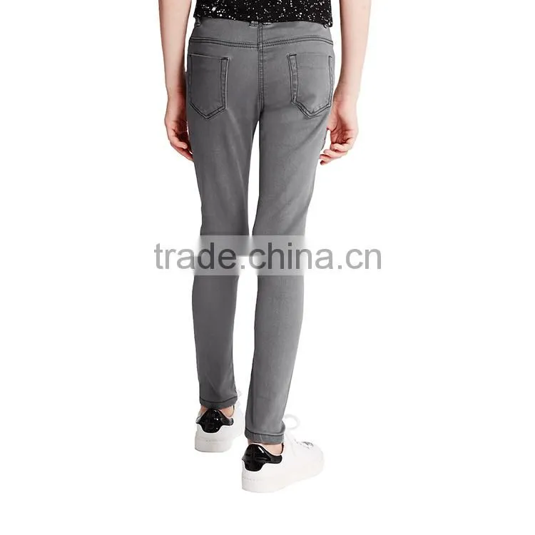 2017 new arrival new style grey color skinny girls tight jeans for kids
