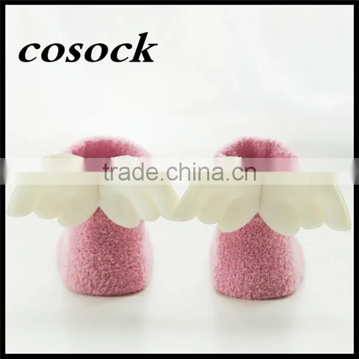 Rainbow color baby clothes little angel fuzzy non-slip socks for newborn infant