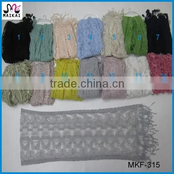 Wholesale korean fashion women lace embroidered scarf