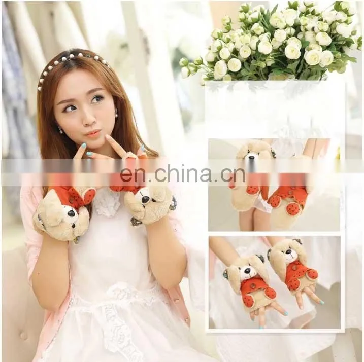 2015 wholesale custom fashion girls jacquard pretty cartoon animal gloves