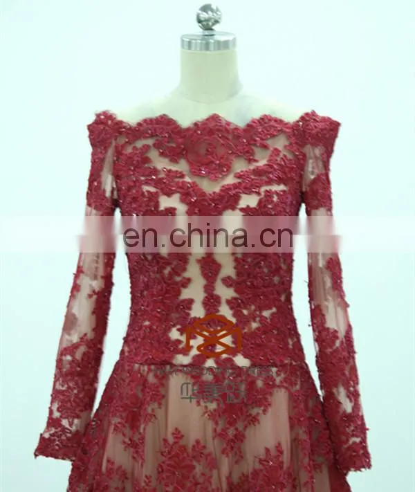 Zuhair Murad Dresses Price Red Carpet Long Sleeve Lace Celebrity Dress HMY-D170 Real Model