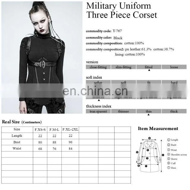Punk Rave gothic black underbust corset-body harness Y-767