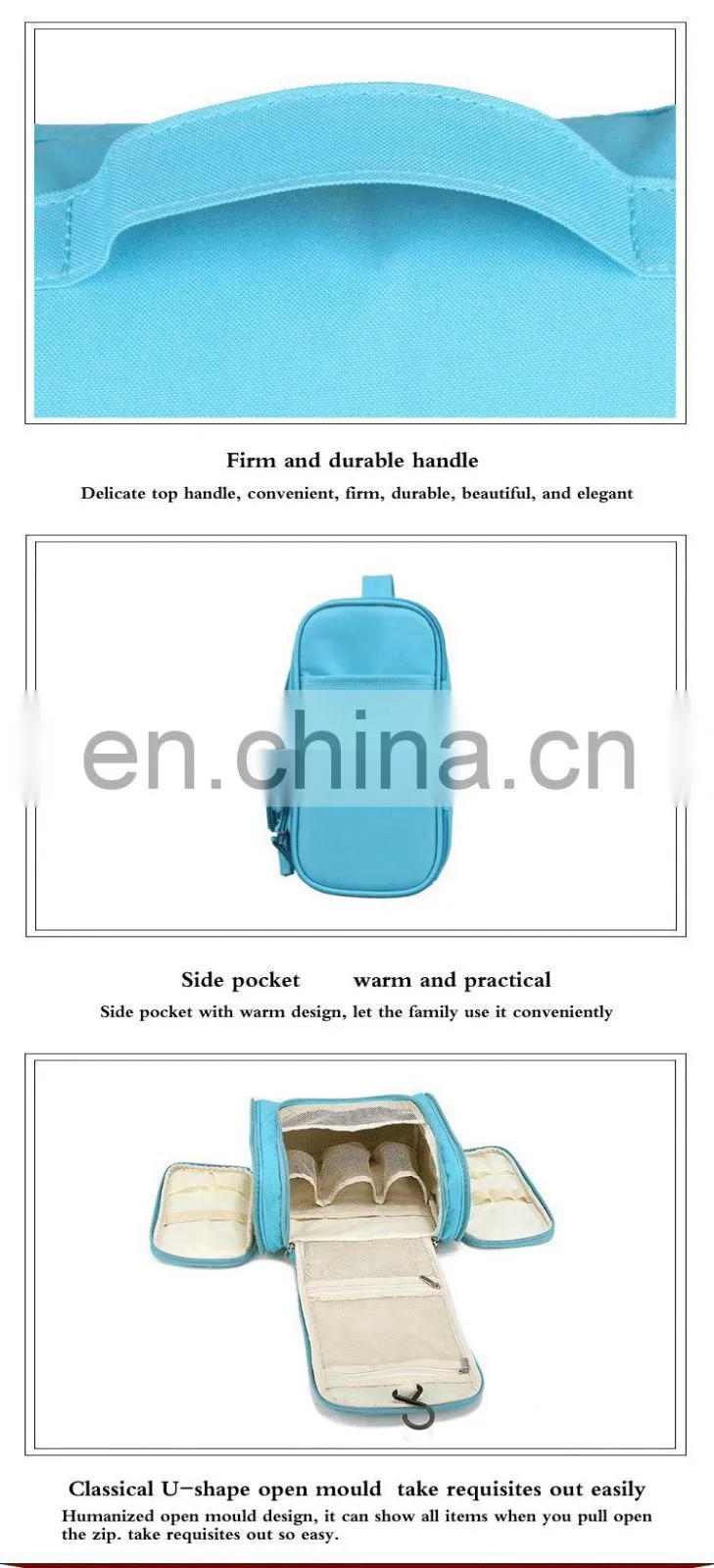 Promotional Fashion Hanging Roll Up Toiletry bag & Canvas Satin PU PVC Travel Cosmetic Bag