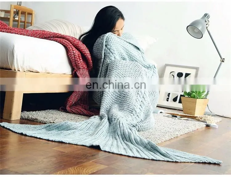 Wool knitted Mermaid Tail blanket handmade crochet mermaid blanket adult throw bed Wrap super soft sleeping bag