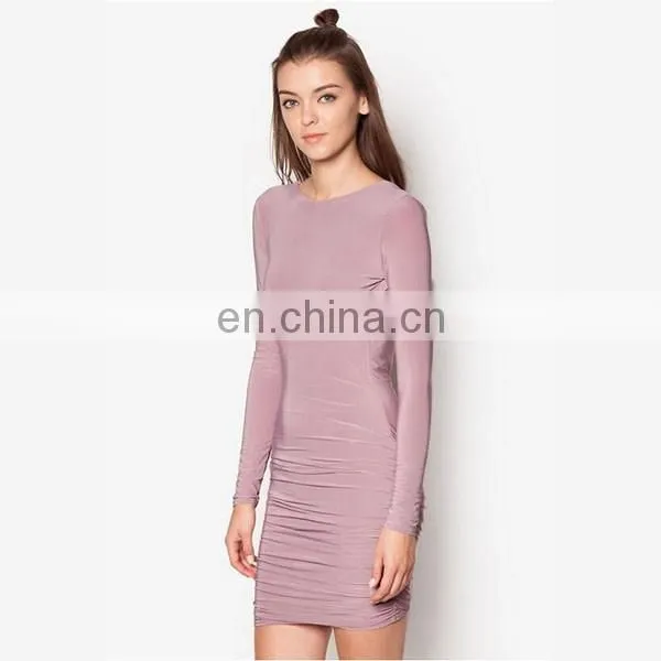 Latest Sexy Women Wear Fashion Dress Slinky Drape Back Ruched Bodycon Dress