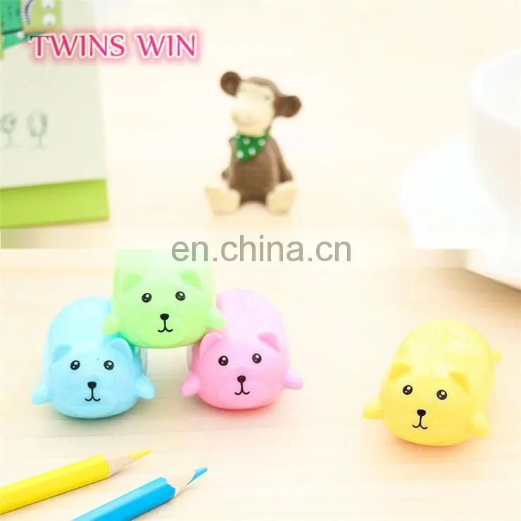 2018 cute korean stationery candy color bear plastic pencil sharpener for school students kids manual pencil sharpener