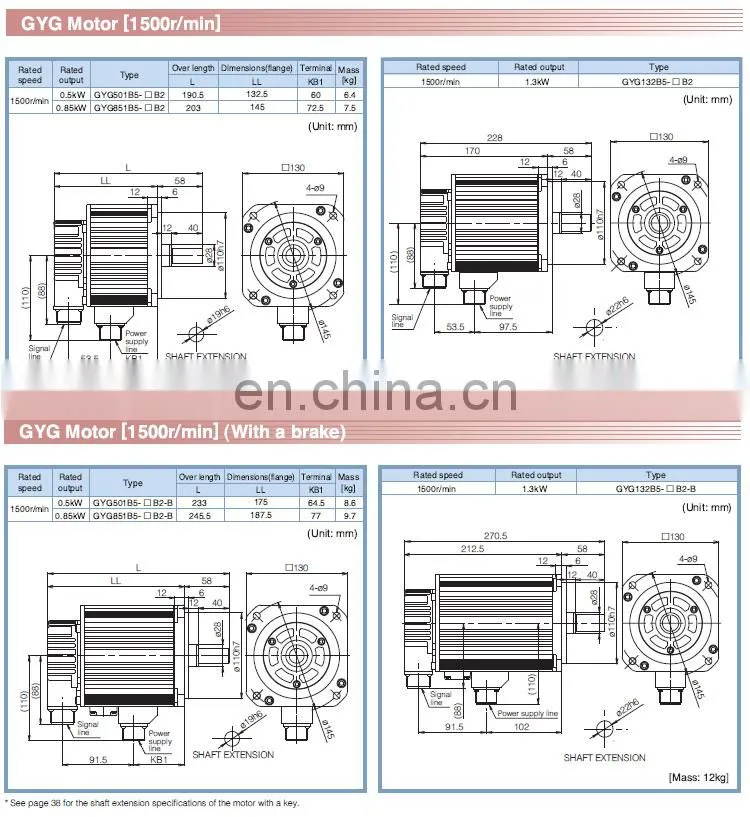 Jacquard machine servo motor FUJI 1KW GYG102C5-RG2-B + RYH152F5-VV2