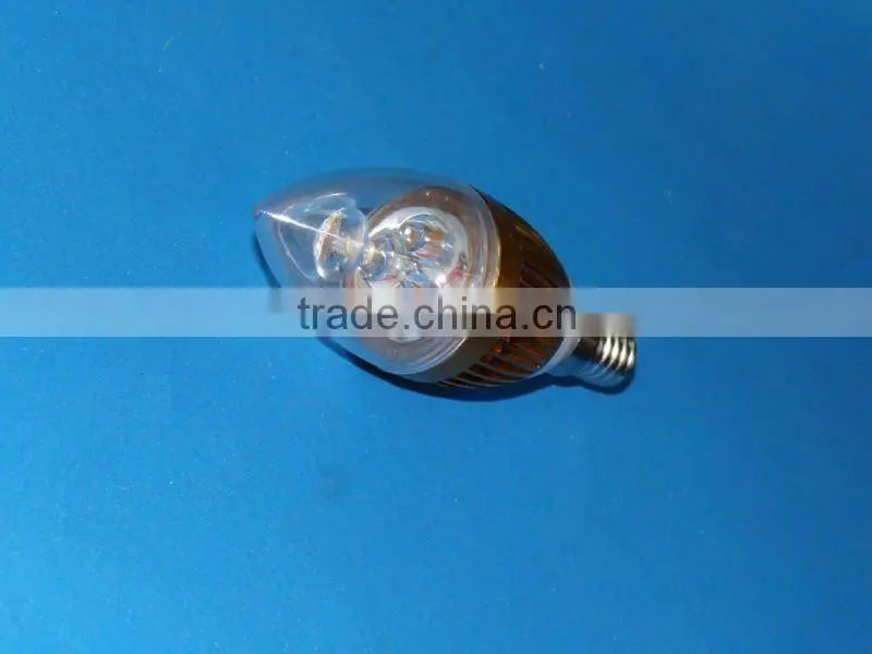 high bright 3w e14 golden shell candle bulb,3 years warranty,CE&ROHS,