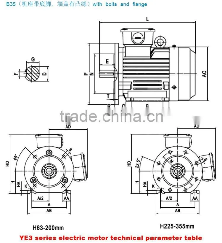 1.1kw 4 pole YE3/IE3 series three phase high efficiency motor