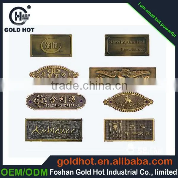 Custom silver gold letter embossed metal sticker,thin metal letter with adhesive