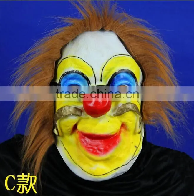 In stock cheap Halloween Cute plastic Clown mask PVC party Masks with red rose