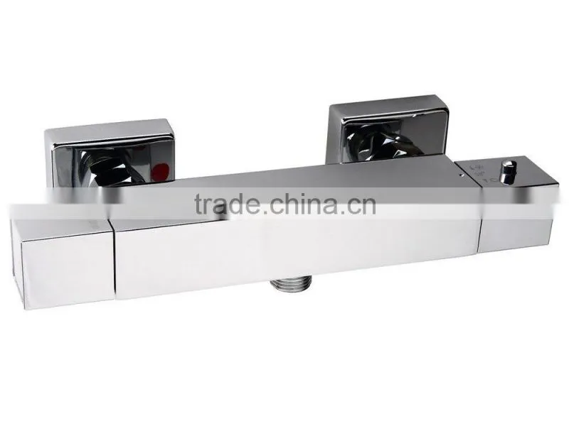 Thermostatic Square Bath Shower Bar Mixer Tap Valve - Chrome Plated Brass Body