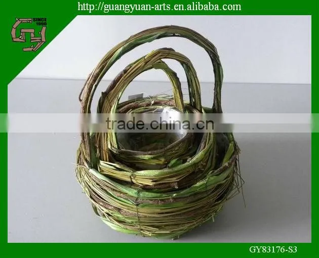natural wicker baskets with handle for home decoration