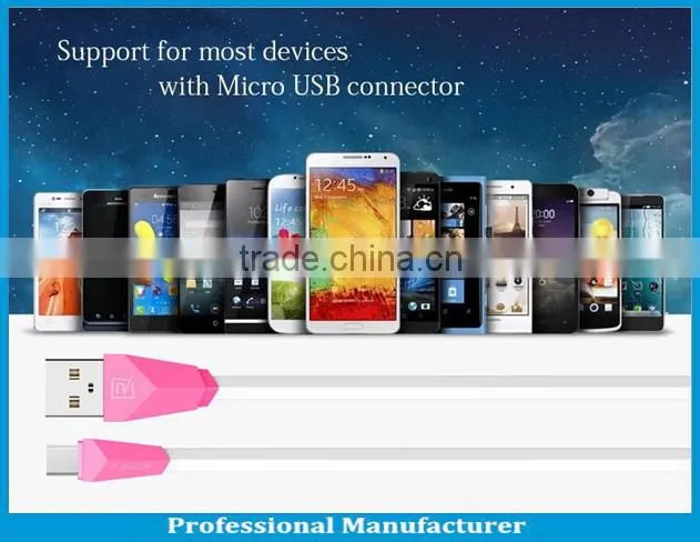 High qaulity Remax 1M length TPE Copper Core 2.1A Aliens micro usb cable for Android