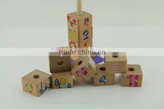 Wooden intelligence building block toys and learning toys for baby