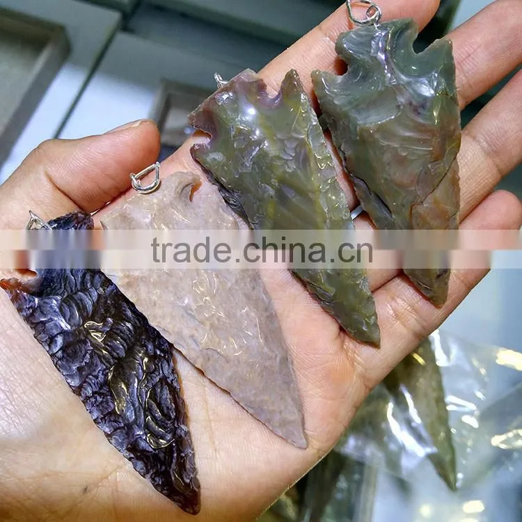 JF6916 Fashion Large Hand Carved Jasper Stone Arrowheads,Arrowhead pendant,Arrow Head Charms