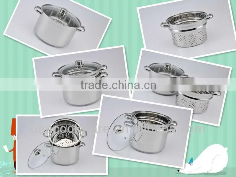 high quality multi function stainless steel spaghetti pot with induction bottom and silicone handle