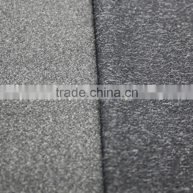Weft knitted grey melange color fabric polyester nylon blend fabric for making shirts