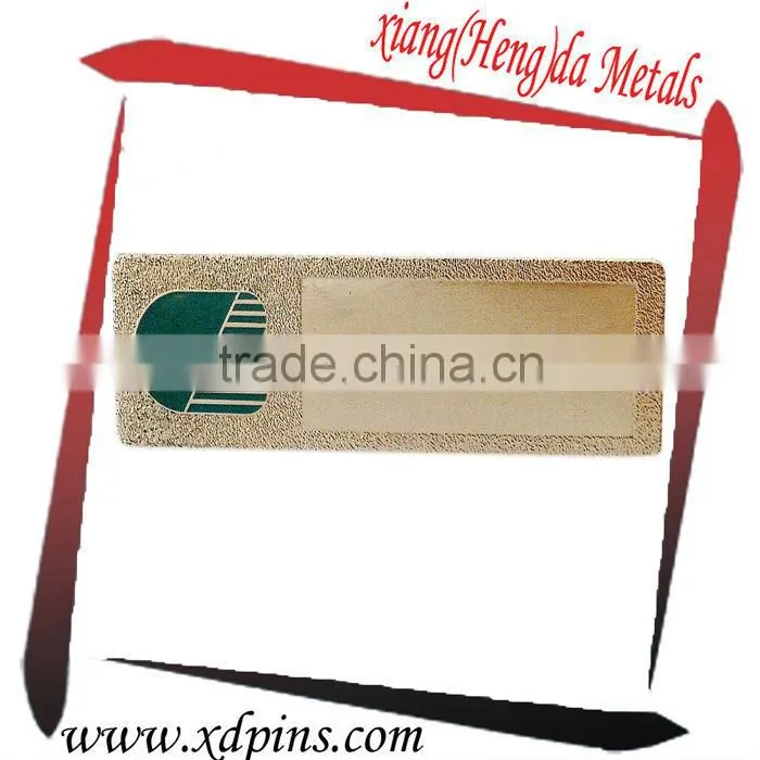 High quality custom design logo metal signs with safety pin