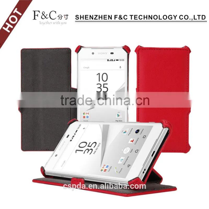 Factory price PU stand heat setting case for Sony xperia z5 5.2 inches