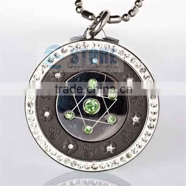 Fashion Seven Star Style Scalar Energy Pendant/Stainless Steel Pendant with Shinning Green Diamond