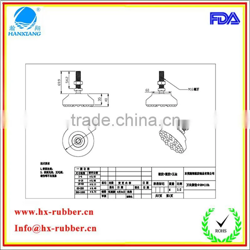 Middle adjustable rubber equirement feet supplier