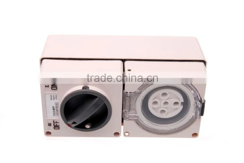 Three Phase 5 Round Pin Combo Switch & Socket 50A