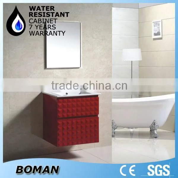 2015 design plastic square basin bathroom cabinet