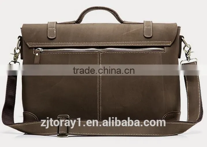 Genuine Vintage Leather Mens Laptop Security Briefcase Tote Bag