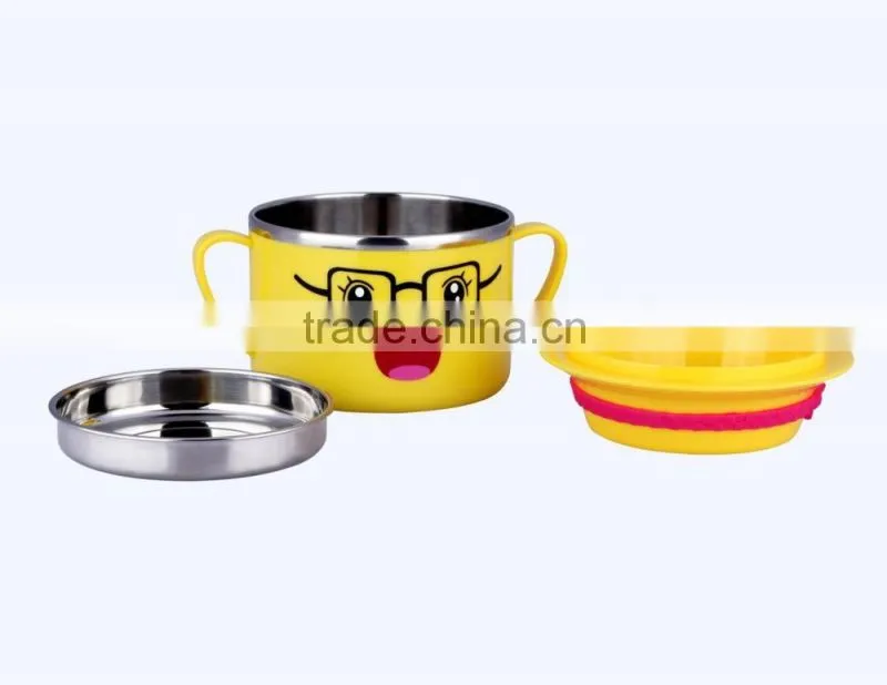 2015 latest product of china wholesale stainless steel kids rice dinnerware set