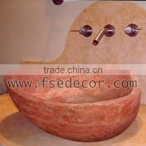 Red Travertine Art Stone Wash Basin