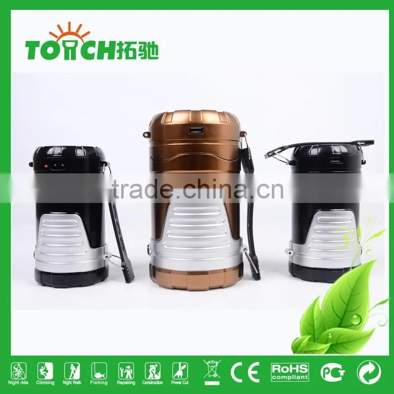 New Product Promotion Solar Rechargeable LED Lantern Flashlight Camping Light with 3w Flashlight Outdoor Camping Lamp
