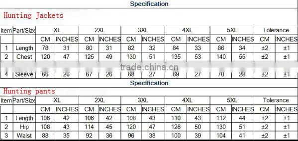 Winter camouflage hunting clothes wholesale