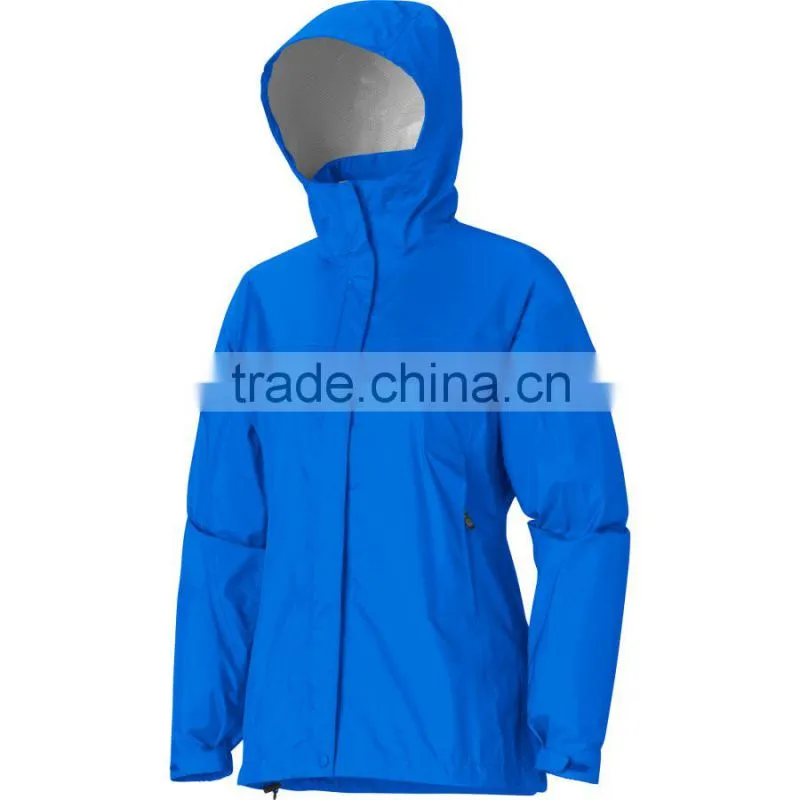 Hooded lightweight women's plain rain jacket