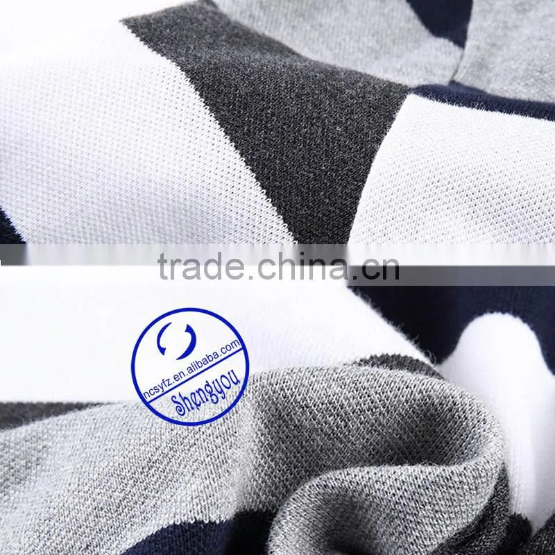 Custom cotton spandex yarn dyed mens polo t shirt