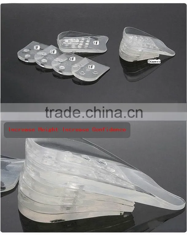 Soon Taller Shoe Insole/Cushions Thicken PU Gel Pure Silicone Height Increasing Pads