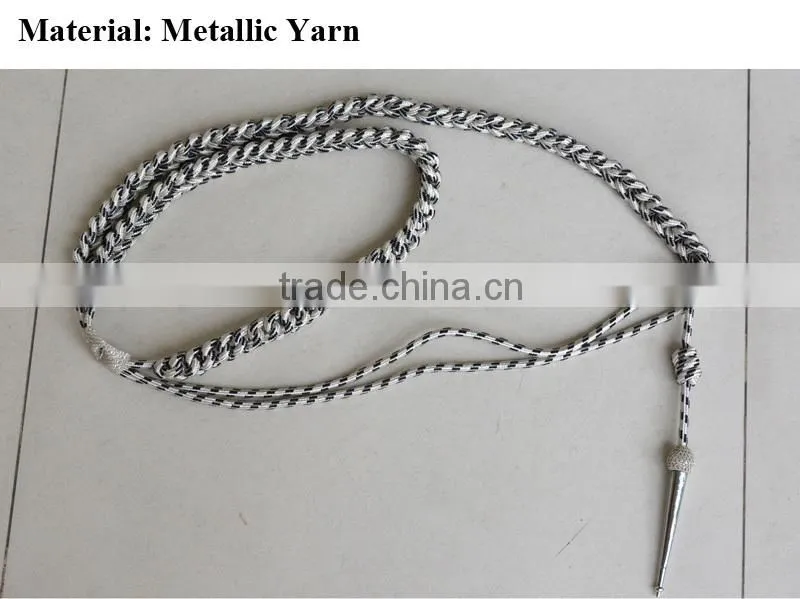 Metallic yarn silver military uniform braid