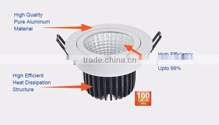 12w cob downlight heat sink aluminum 3 year guarantee