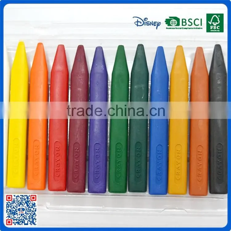 New arrival 12 colors triangle crayons in PVC box