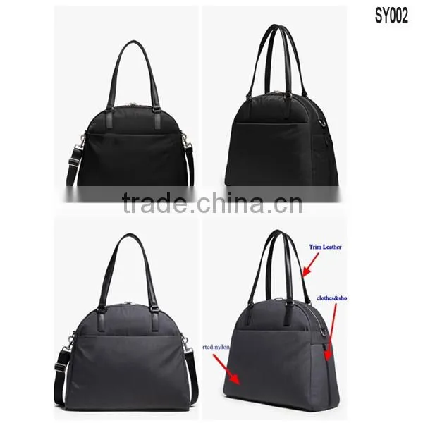trim leather overnight travel laptop tote bag with shoes compartment