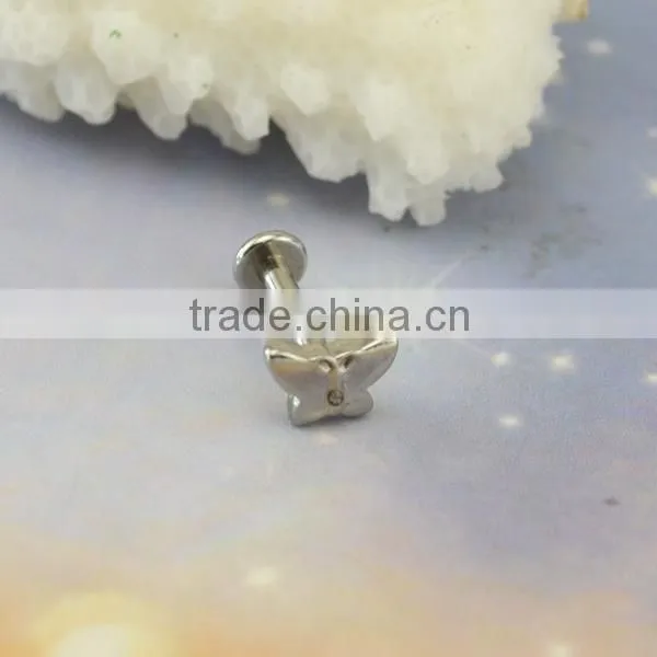 Custom Butterfly Shaped Lip Piecing Studs Fashion Body Piercing Jewelry Internally Thread Labrets Rings