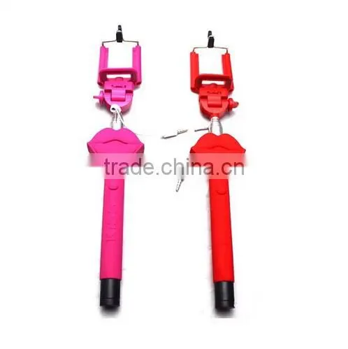 New Arrical Flexible Extendable Selfie Stick Kiss Style Monopod With Cable No Need Bluetooth