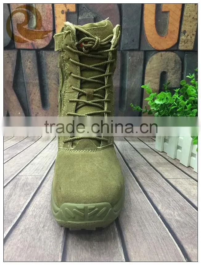 High ankle genuine leather waterproof army military combat boots