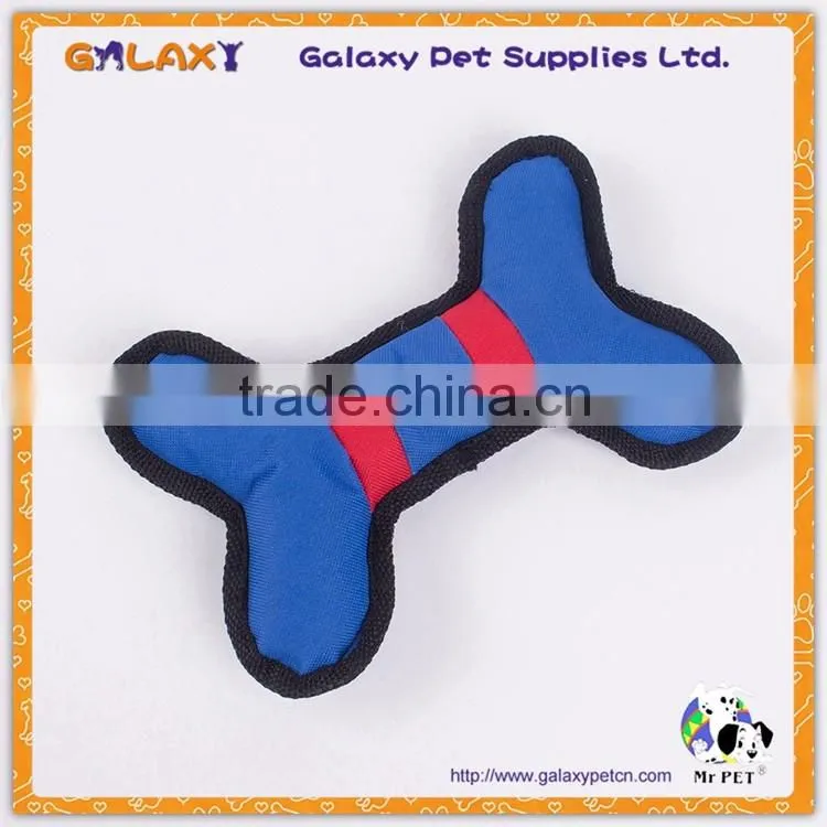 M1109 Wholesale Polyester Bone Shape Tough Dog Toy With Squeaker