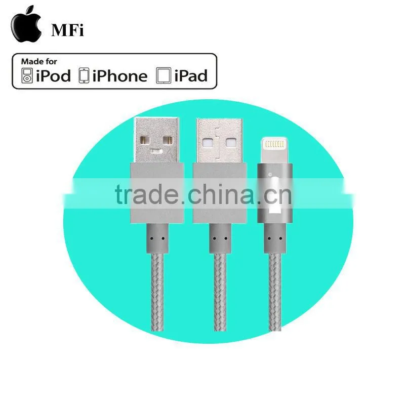 MFi certified nylon braided aluminum usb charger cable