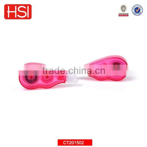 school stationery transparent pink colored correction tape