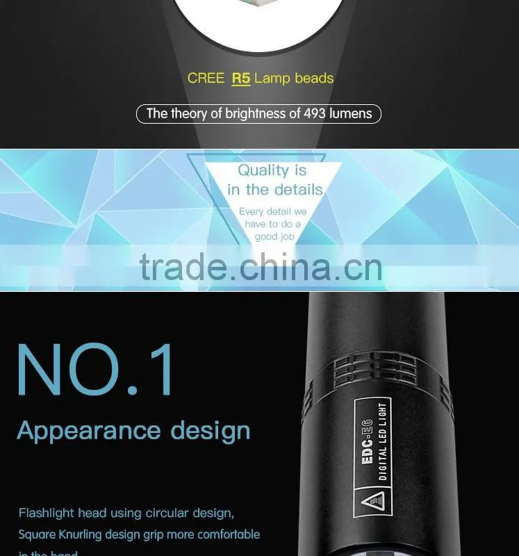 Exclusive Design Portable torch lights CREE5 493LM Waterproof LED Flashlight with 6 Modes