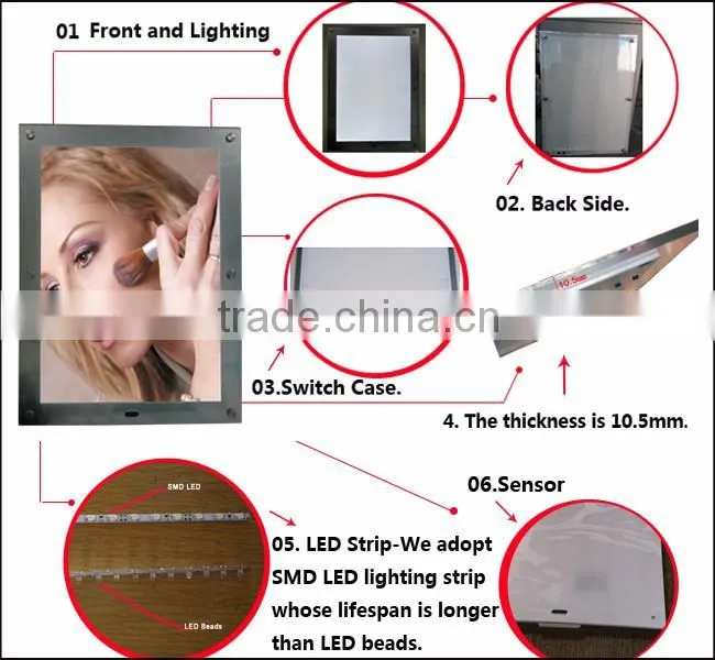 US Stock-6 pcs A2 Size LED Lighting Acrylic Magic Mirror Light Box