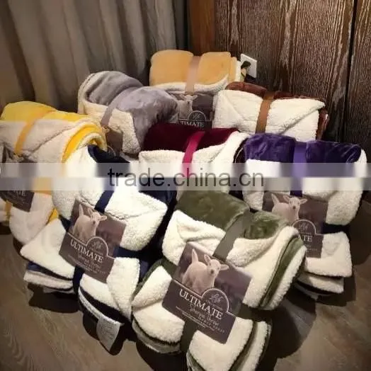 Winner Warm Fluffy Plain Dyed Sherpa Fleece Plush Blanket